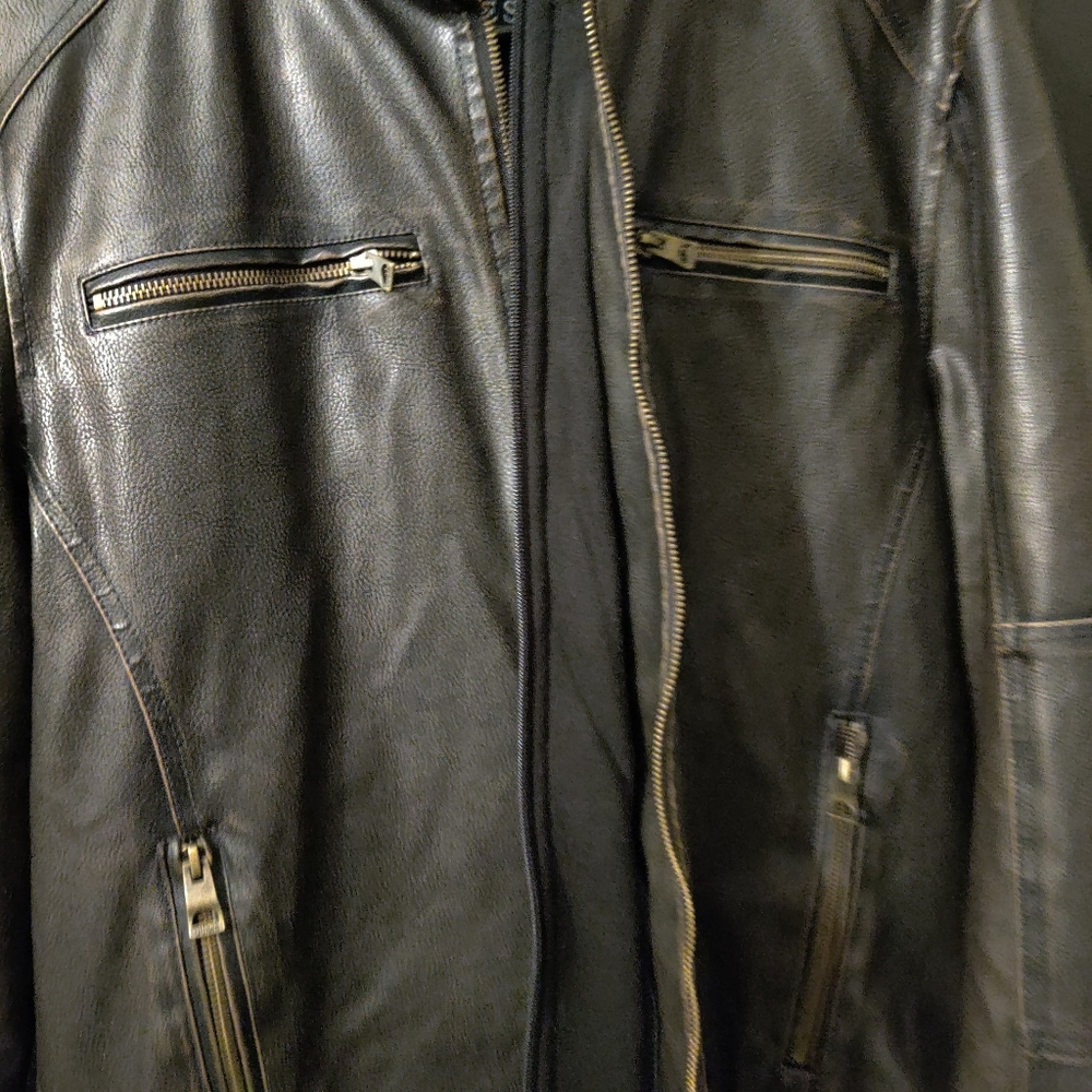 Guess hooded Leather Jacket